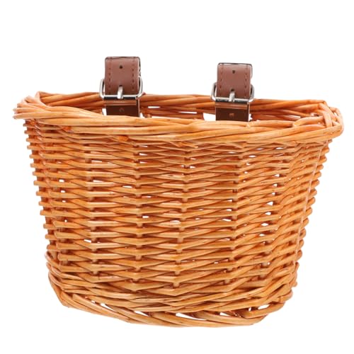 NAMOARLY 用型特小自転車かご 手編み天然柳製 取り外し可能フロントハンドル取り付け バイク収納バスケット 通学アウトドダムカラー