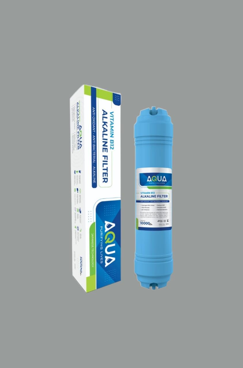 Aqua B12 Alkaline Filter and Mineral Cartridge Long Life 8-12 Months for RO Water Purifiers with PH Tester and Connectors / 100% Food Graded ABS Plastic (B12 Filter) |10000 litter capacity