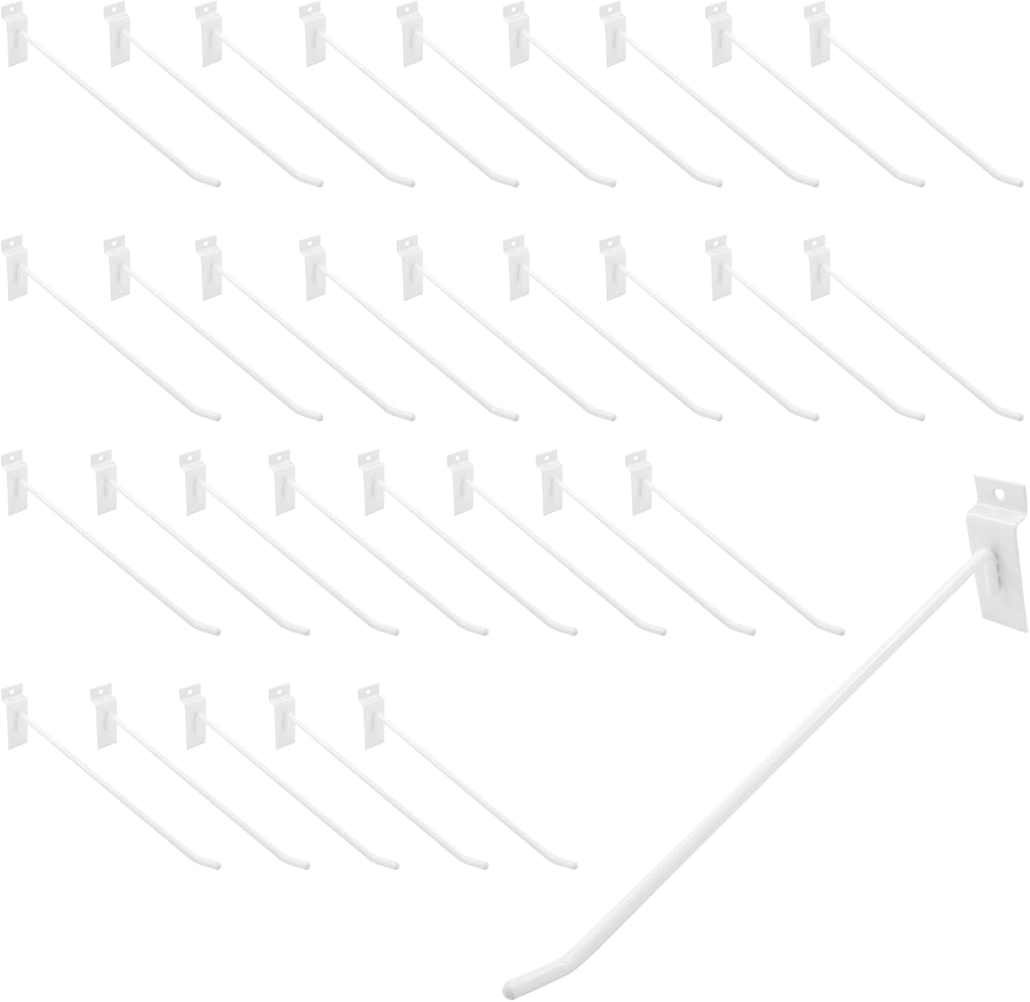 Waziaqoc 32個 長さ10インチ ホワイト スラットウォールフック メタルスラット壁ディスプレイ パネルフック 高耐久 スラ