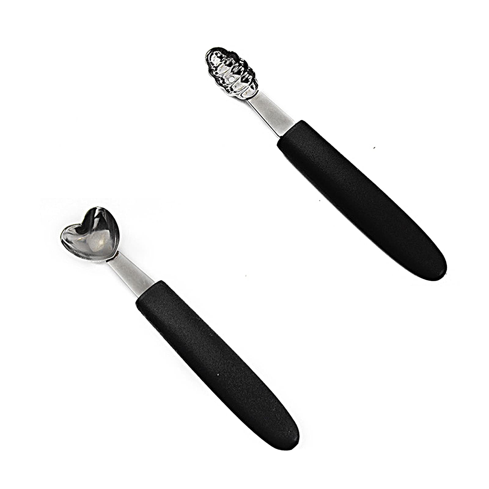 Set di 7 Palette per Scavino per Melone, Scavatrice per Scavino in Acciaio Inossidabile con Manico in Gomma Facile da Impugnare, Paletta per Gelato e Anguria, Gadget da Cucina per Tagliare la(Nero)