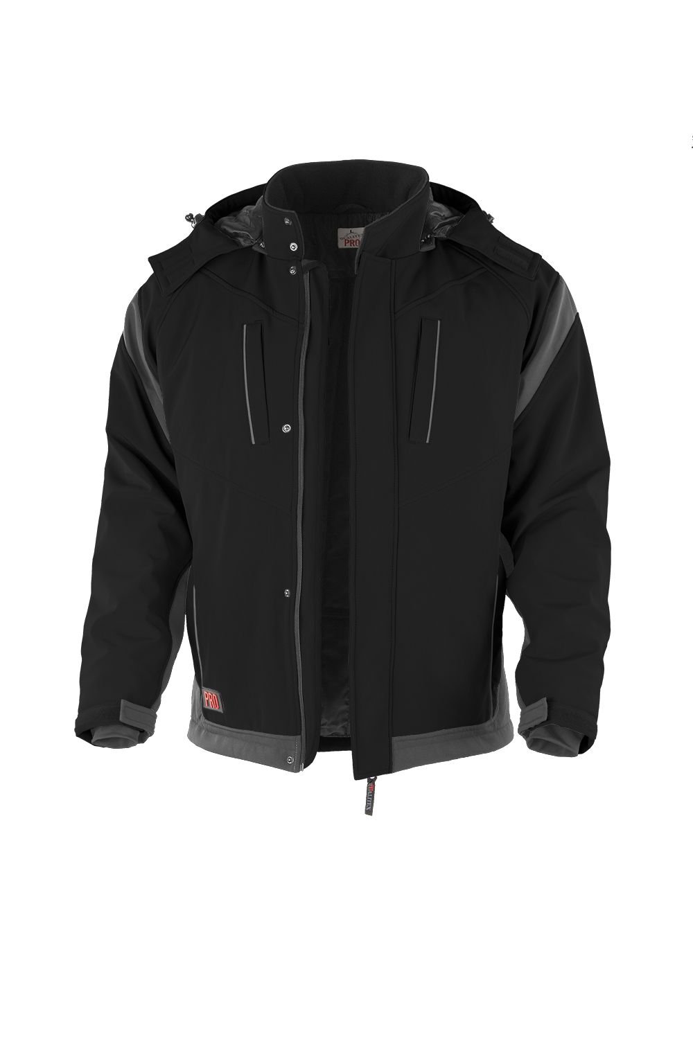 Qualitex Softshelljacke PRO blau grau schwarz Weiss oder grün Arbeitsjacke (L, schwarz/grau)