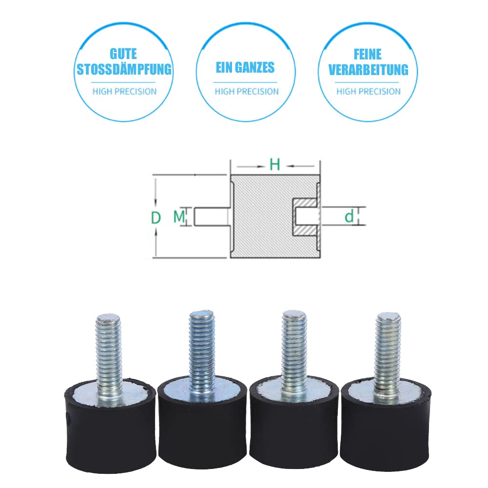 4 Pezzi Antivibranti Silentblock In Gomma-Metallo - Per Motori, Compressori, Barche (VD20*15 M6*18) - Foto 6