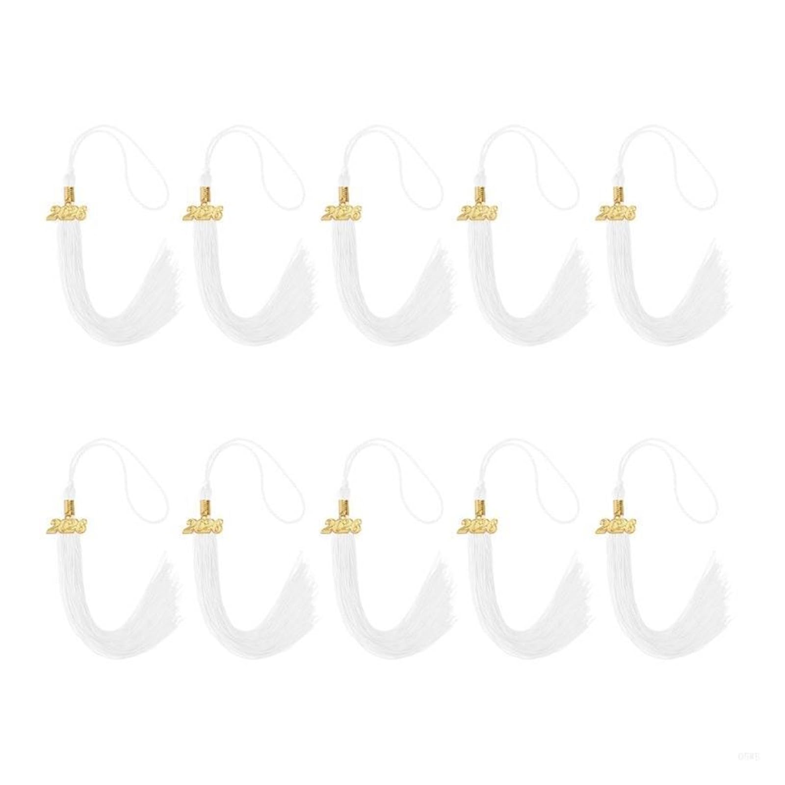 Tassel Graduation 10Pcs 2026 Graduation Hat Tassels For Academic Gowns Caps Celebration for Graduate Ceremonies and Memorials(White)