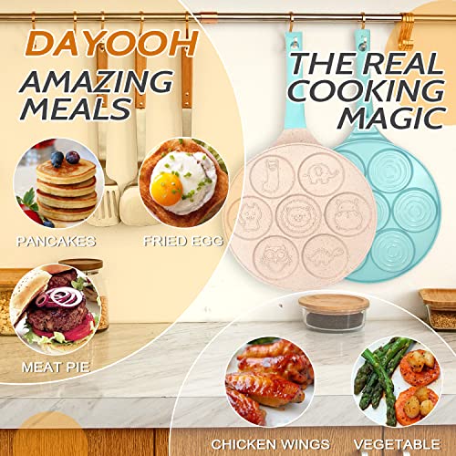 image for DAYOOH Silver Dollar Pancake Pan Crepe Pan 7-Cup Mini Pancake Molds fo