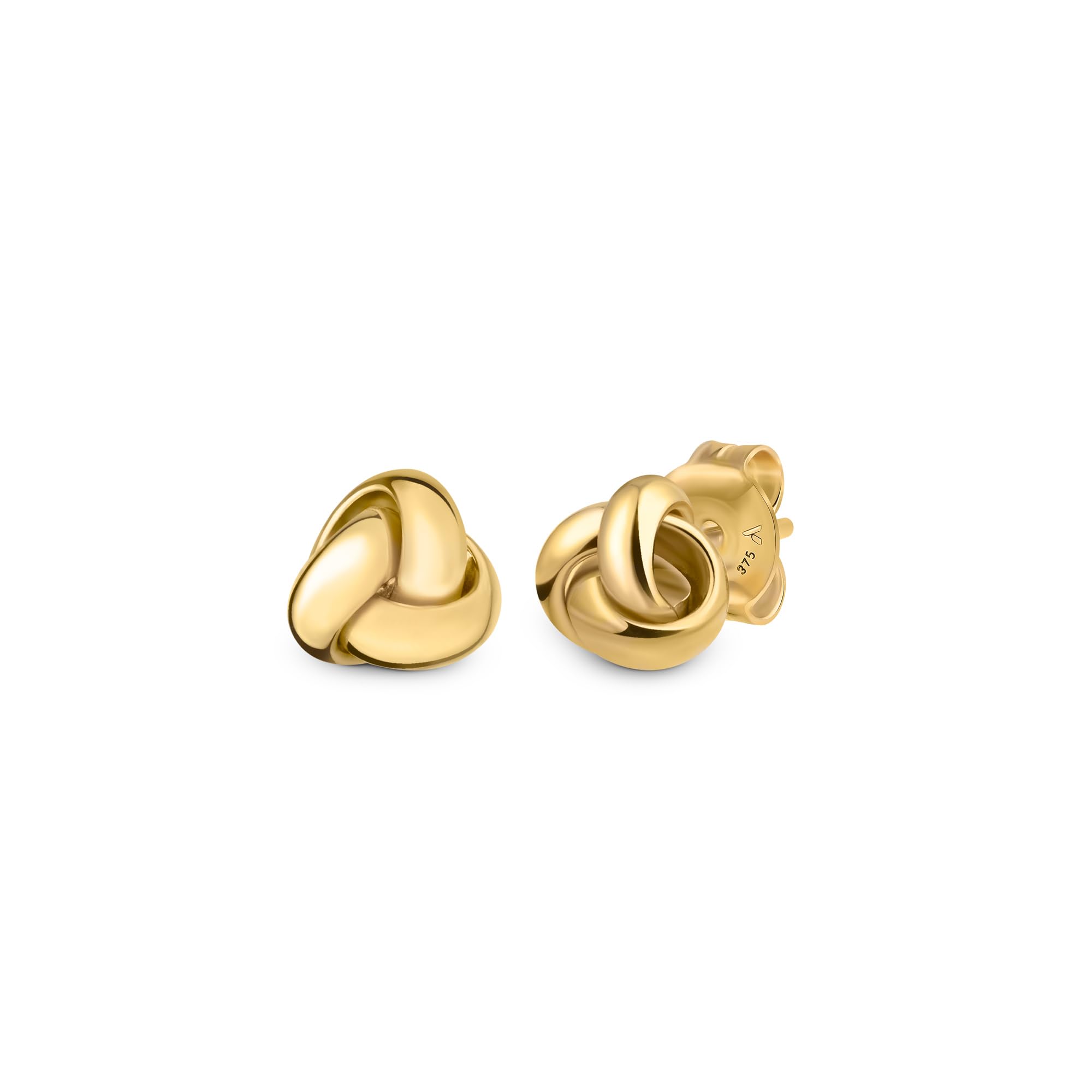 Amberta Allure Pendientes Pequeños con Nudo para Mujer en Oro de 9 Quilates