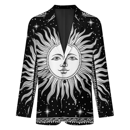 Black and White Moon Aesthetic Men's Casual Blazers Slim Fit Sport Coats Blazer Two Buttons Suit Jacket for Work Party4