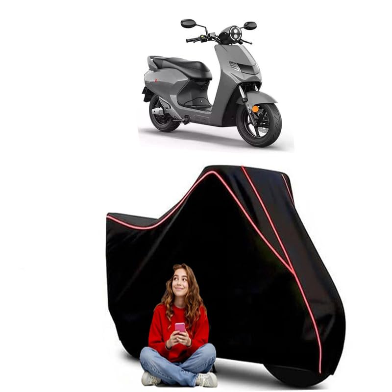 Image of Bounce Infinity E1 Scooty Bike Cover Water Resistant Outdoor Use Universal Fit Scooters Motorcycles Heavy Duty UV Protection Dust Rain Scratch Resistant Elastic Bottom Black Blue Piping