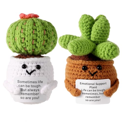 2pcs Positive Crochet Potted Plants, Emotional...