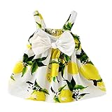 Chollius Kleid für Mädchen, Blumendruck ohne Ärmel, Prinzessinnen-Kleid mit Schleife, Brautkleid mit Falten., Gelb 6-9 Monate