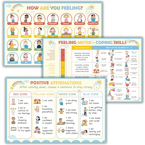 DanSanVN Feelings Chart for Kids - Coping Skills Emotions Poster
