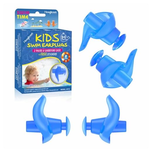Hearprotek 2 Pairs Swimming Ear Plugs for Kids, Soft Silicone Reusable Water earplugs for Kids Swimming Bathing and Other Water Sports (Blue)