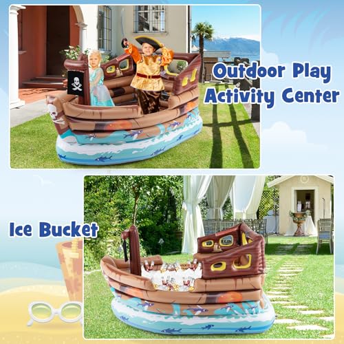 COSTWAY Inflatable Pirate Ship Bouncy House with Sword and Hat - Image 9