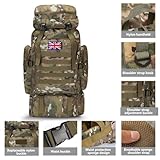 Lesbyit 80L Waterproof Hiking Backpack, Lightweight Tactical Rucksack for Camping & Travel, Large Capacity, with 2 British Flags, CP - Image 3