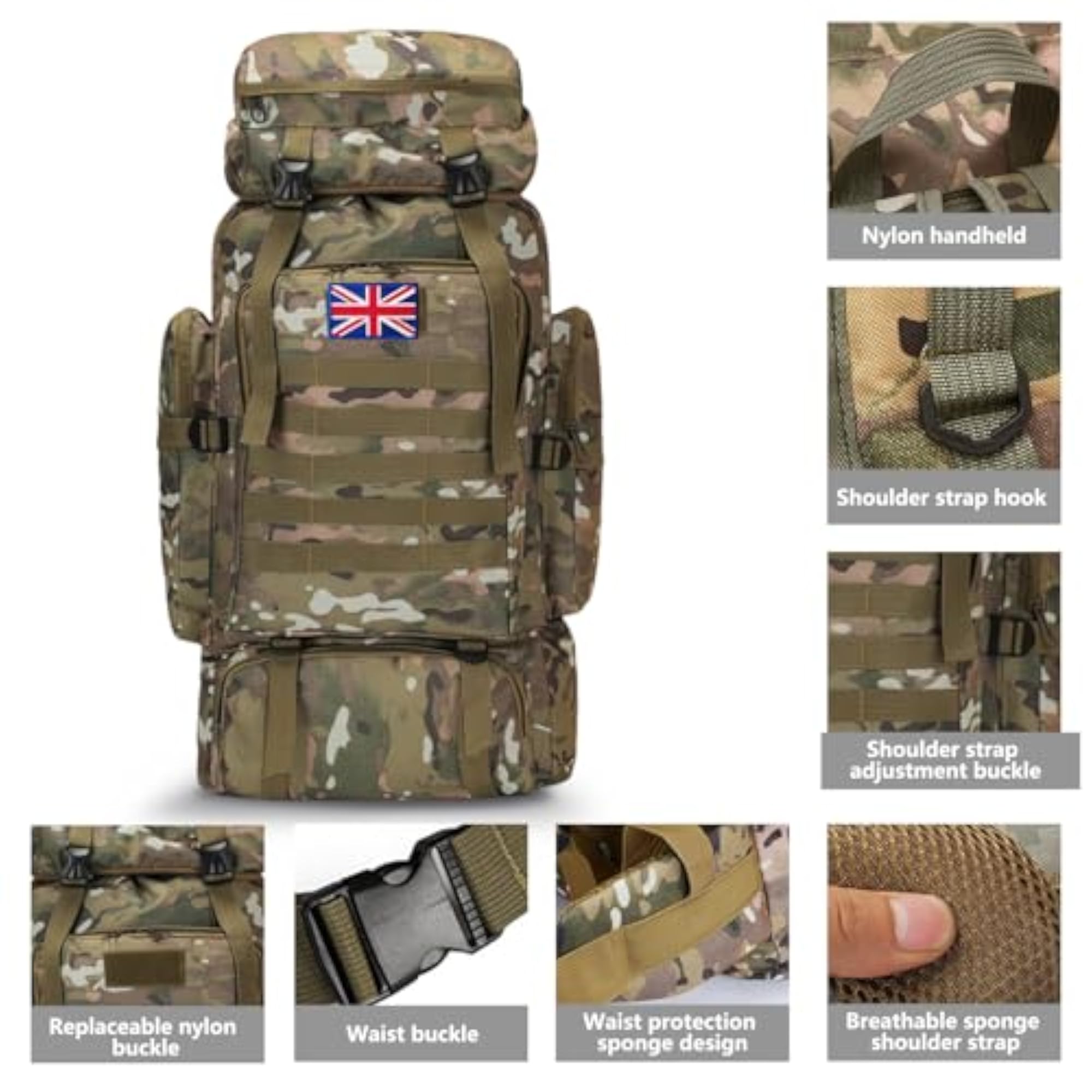 80L Waterproof Hiking Backpack, Lightweight and Spacious