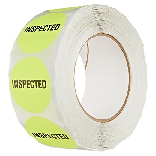 TapeCase INVLBL-026"Inspected" Inventory Control Label in Yellow [Pack of 1000] - 2 in. Circular Label for Marking, Color Coding, Notating Inventory Items