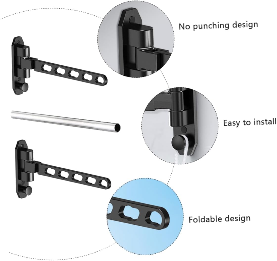 Punch-Free Folding Clothes Drying -Mounted Adjustable Laundry Storage Hanger Retractable Clothes Rack for Bathroom and Balcony