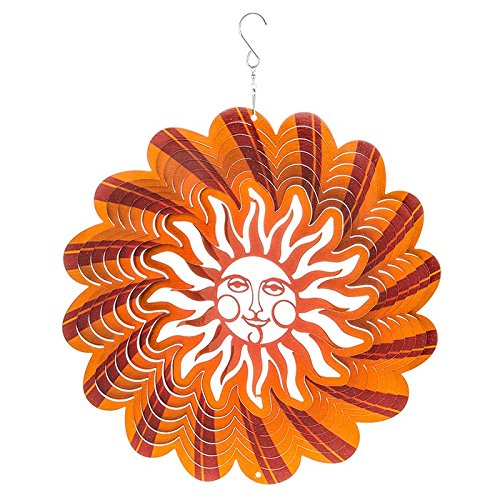 LARGE METAL WIND SPINNER SUN CATCHER HANGING GARDEN ORNAMENT SUNBURST 12