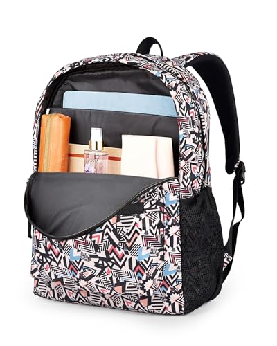 Image of amazon basics Polyester 2 Compartment Backpack(Multicolour Print)|Durable,Comfortable & Stylish|Multiple Compartments & Side Pockets for Organized Storage|Ideal for School,College & Travel 15 L