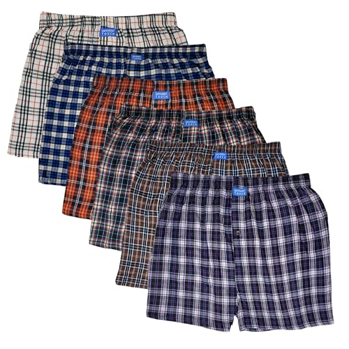 Different Touch Mens Big and Tall Cotton Boxer Shorts Underwear 6-Pack (US Alpha 4X-Large Big Tall Assorted Plaid A)