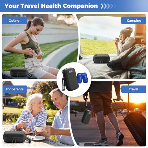 Image of Insulin TSA Approved Insulin Cooler Travel Case Diabetic Medication Bag with Temperature Display Small Refrigerated Medicine Diamond Pattern Organizer Bag for Travel & 2 Ice Pack-Black