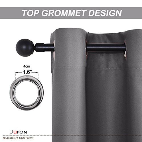 Image of JUPON Extra Wide Blackout Curtains for Bedroom - Thermal Insulated Room Darkening Curtains for Living Room, Set of 2 (54 x 72 inch - Gray)