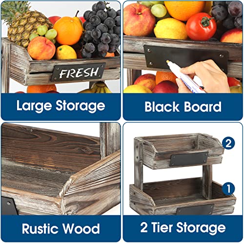 JACKCUBE-DESIGN-2-Tier-Fruit-Basket-Holder-Rustic-Wood-Fruit-Bowl-Stand-Kitchen-Counter-Storage-with-Chalkboard-for-Bread-Snack-Banana-Organizer-MK568A JACKCUBE DESIGN 2 Tier Fruit Basket Holder Rustic Wood Fruit Bowl Stand Kitchen Counter Storage with Chalkboard for Bread Snack Banana Organizer MK568A