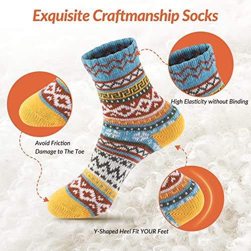Image of Wool Socks for Women - Womens Wool Socks Winter Sock for men Warm Thick Knit Soft Vintage Casual Crew Sock