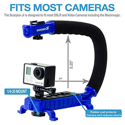 Cam Caddie Scorpion Jr. Limited Edition Collapsible Stabilizing Camera/Smartphone Handle w/Hot Shoe Mount - Blue - Thumbnail 6