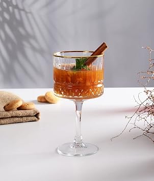 Decoret Timeless Roaring 20s Gold Rimmed Vintage Coup Glass - Timeless Golden Touch Series 1, Elysia Gin&Tonic