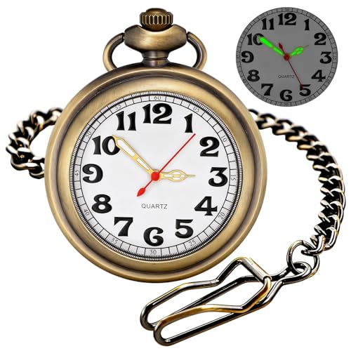 Montre de poche homme bronze Tiong au style vintage avec cadran classique élégant