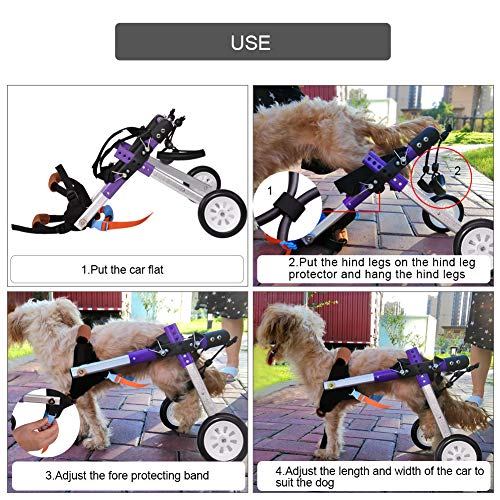 HiHydro 6 Types Cart Pet Wheelchair for Handicapped Hind Legs Small Dog Cat/Doggie/Puppy Walk Stainless Steel