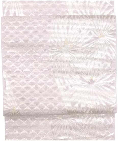 佐々木染織 夏絽名古屋帯 紅藤色 薄紫色 仕立て付き 西陣織 花 菱