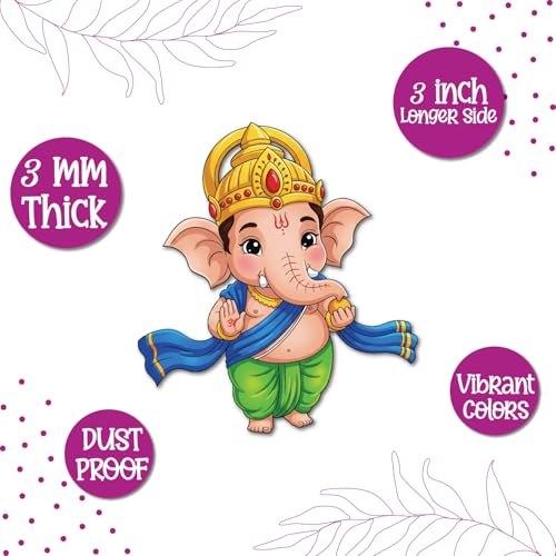 Image of Bhai Please Ganesh with Ladoo Wooden Fridge Magnet (Pack of 1) |Hindu God, Spiritual, Divine, Devotional, Housewarming Gift and Decorations