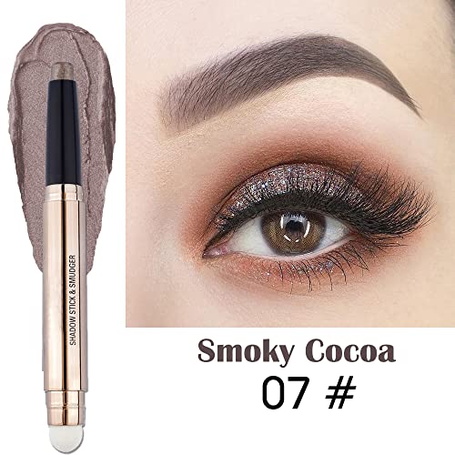 Ccbeauty 2-In-1 Eyeshadow Shimmer Sticks For Eyes, Cream Eye Shadow Crayon Pen With Smudger, Hypoallergenic Waterproof Eye Liner Makeup, Shiny Gold,Champage,Smoky Cocoa For Eyes Brightener, 02# #TOP4