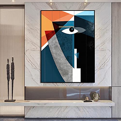 Affiches et impressions salon moderne tableau abstrait géométrique visage
