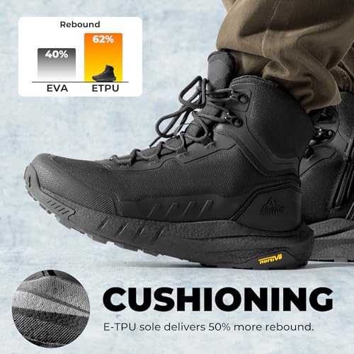 Image of NORTIV 8 Men's Tactical Hiking Lightweight Cushion Sole for Work All Day Side Zipper Motorcycle Combat Military Boot Arch Support 8 Inches Terrascope