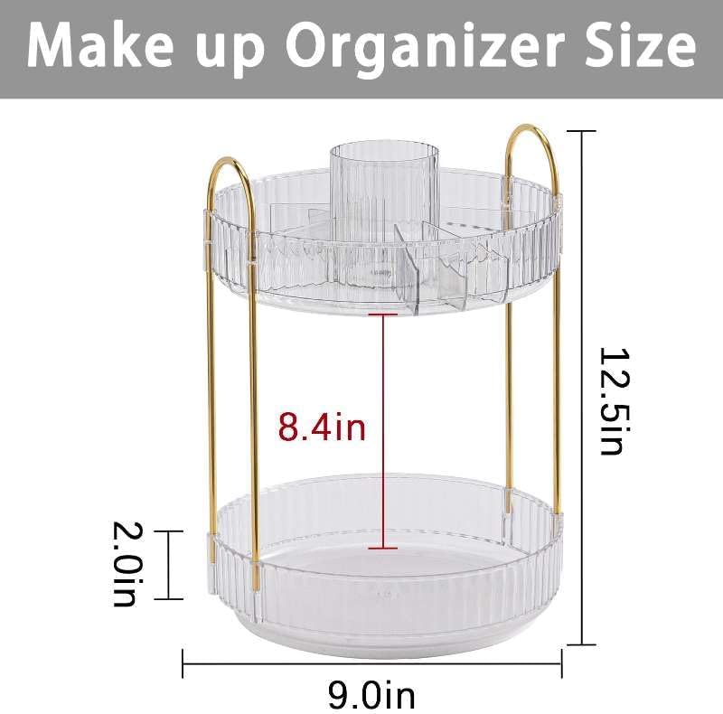 shuang qing Rotating Makeup Organizer - High-Capacity Cosmetic Storage