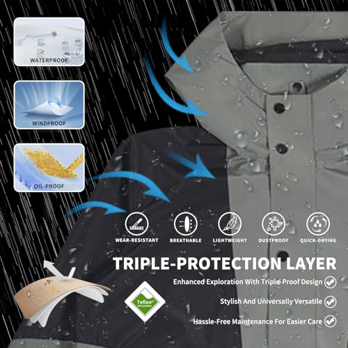 Image of hooded assault jacket men's autumn American casual patchwork color outdoor men's jacket