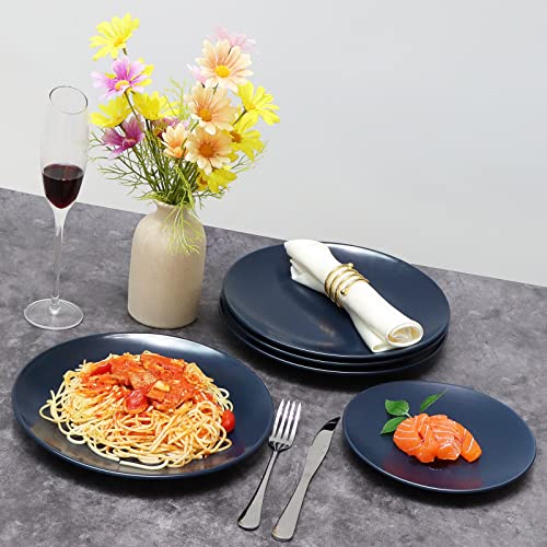HOMD 16-Pieces Stoneware Dinnerware Set, Dinner Set, Kitchen Dinnerware Ceramic Crockery Set, Dinner Service Set for 4, Include Dinner Plate, Dessert Plate, Cereal Bowl and Mug (Navy Blue) - Image 6