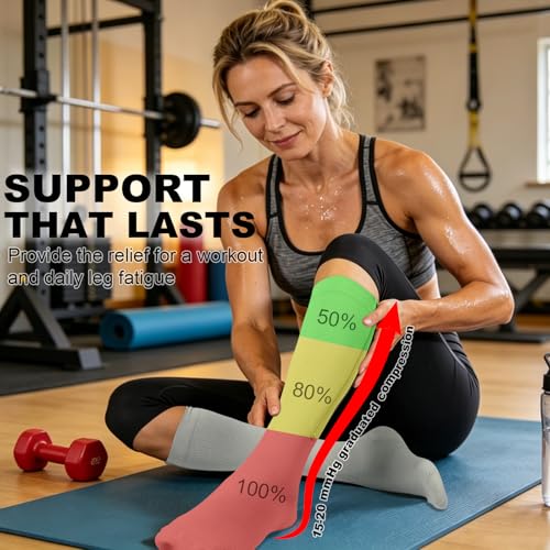 Image of CASMON 2 Pairs Zipper Compression Socks for Women & Men,15-20 mmHg Closed Toe Knee High Support Sock for Varicose Vein Edema