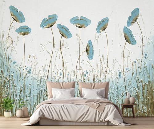 Papier Peint Panoramique Bleu pour Salon Élégant et Grand Décor Vintage de Chambre Adulte - 2