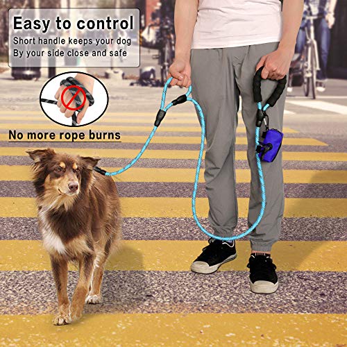 Rope Dog Leash 6Ft Long,Traffic Padded Two Handle,Heavy Duty,Reflective Double Handles Lead For Control Safety Training,Leashes For Large Dogs Or Medium Dogs,Dual Handles Leads(Light Blue) #TOP2