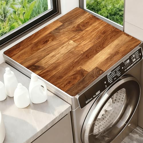 Image of Washer Dryer Top Cover Mat, Non-Slip Laundry Room Decor, Laundry Room Kitchen Appliance Decor Protector Universal 23.6 inchx19.7 inch (Wood Grain 2)