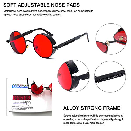 Image of PROUDDEMON Retro Gothic Steampunk Sunglasses for Women Men Round Lens Metal Frame