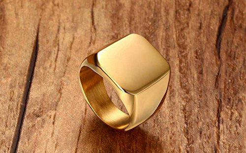 Enhong Signet Biker Rings Solid Polished Stainless Steel Ring For Men Size 7-15,Gold Color In Size 9 #TOP1