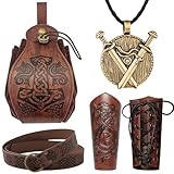 XIEXIESHER Traje Vikingo, Conjunto de Trajes Medievales de 6 Piezas para Hombres y Mujeres, Protectores Brazos Tiro con Arco, Muñequeras Medievales, Mujeres Cinturón Medieval, Cosplay Halloween (C)