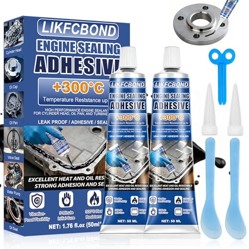 LIKFCBOND Dichtmasse Motor Schwarz 100ML RTV Silikon Motordichtmittel Kleber Hitzebeständig 300 Ölbeständig Stoßfest Schnelle Aushärtung Ideal für Motor Zylinder Ölwannen Getriebe