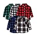 Boys Button Down Shirts Kids Plaid Flannel Jacket Long Sleeve Dress Shirt with Chest Pocket Casual (Brown, 7-8 Years)