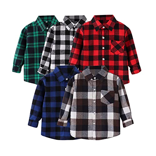 Kids Toddler Boys Girls Plaid Cotton Long Sleeve Cardigan Outwear Pocket Buttons Jacket Shirt Winter Small3