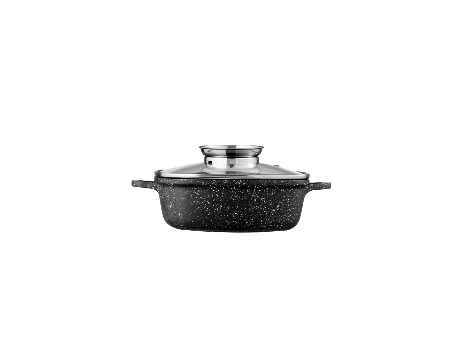 Pradel Excellence - PCUI001024 - Faitout Carré en Fonte d'Aluminium Premium 20x20cm, Revêtement Anti-Adhésif Façon Pierre, Protège-Poignées Amovibles, Tous Feux, Noir